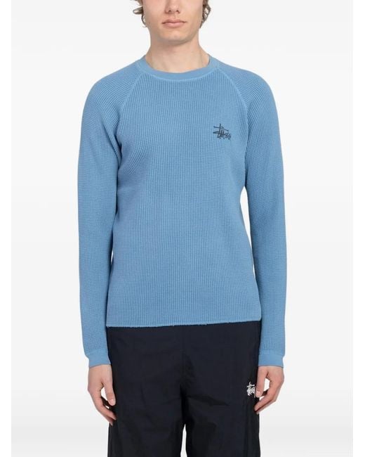 Stussy Blue Waffle-Knit Sweater