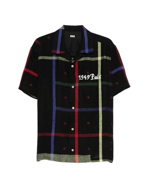 KHOKI Black Plaid Text Shirt for men