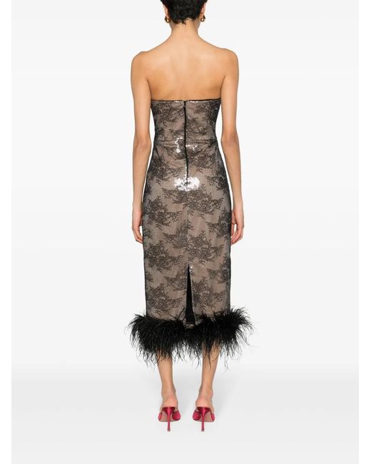 Nissa Black Sequined Lace Midi Dress