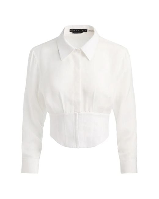 Alice + Olivia White Haut Edie À Boutonnière