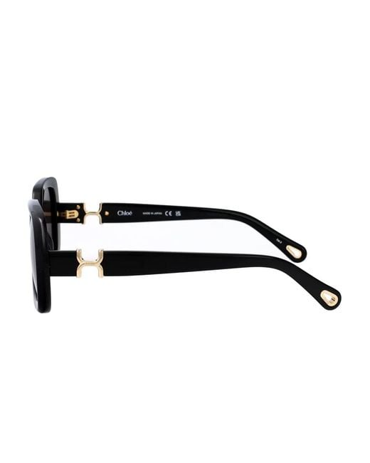 Chloé Black Rectangle Logo Sunglasses