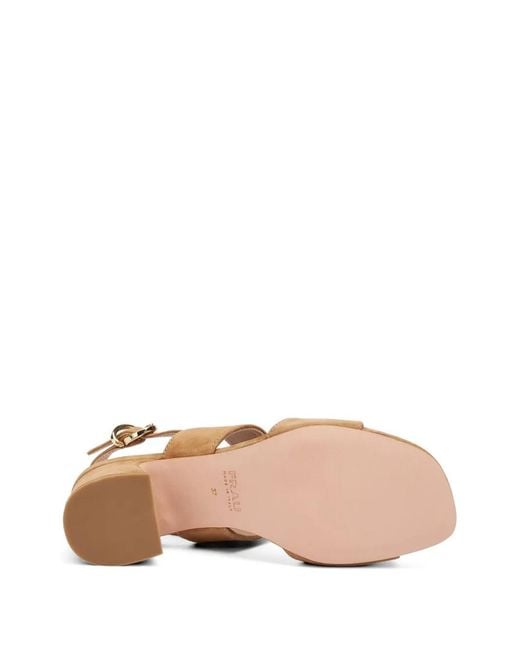 Frau Natural Block-Heel Suede Sandals