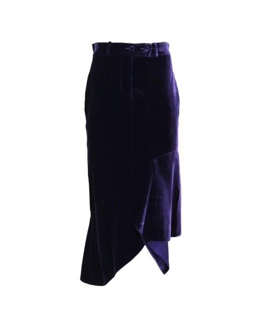 Tom Ford Blue Asymmetric Ruffled Midi Skirt
