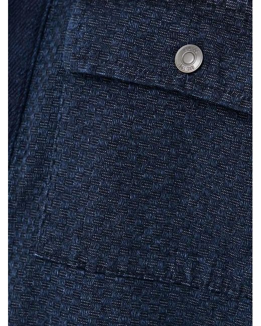 Guess Blue Textured-Panel Denim Shirt Jacket for men