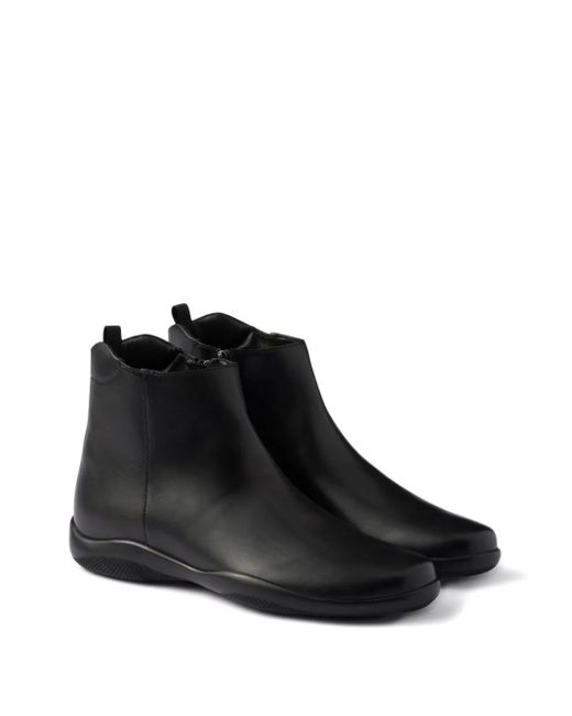 Prada Black Toblach Leather Ankle Boots for men