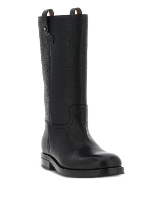 Church's Black Hammered Leather Round-Toe Boots