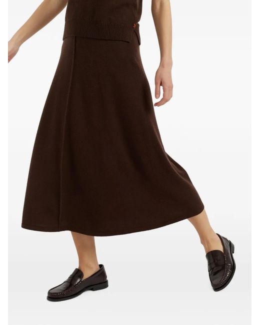 Chinti & Parker Brown Seam-Detail A-Line Midi Skirt