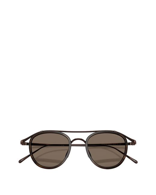 Giorgio Armani Gray Round Top Bar Sunglasses for men