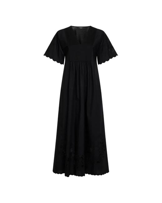 Weekend by Maxmara Black Scalloped Maxi Dress