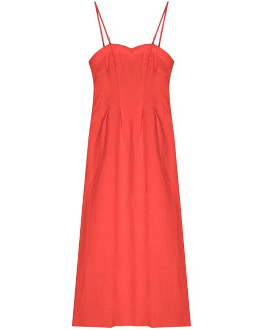 Auralee Midi-jurk Met Vierkante Hals in het Red