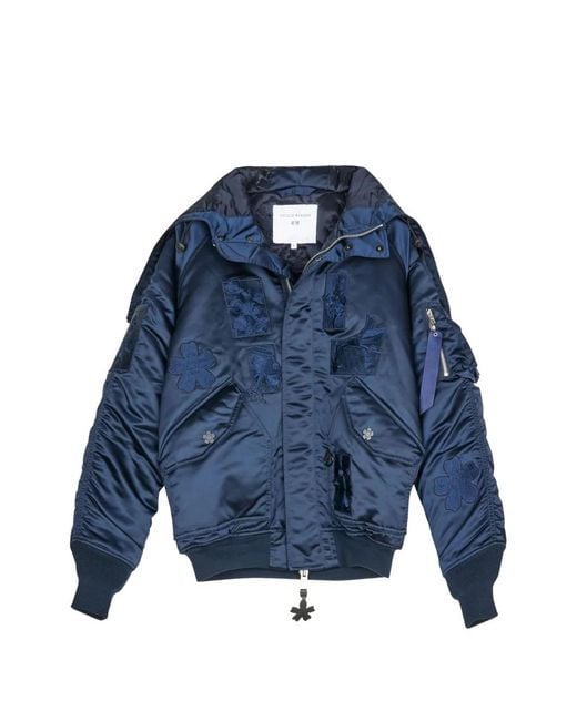 CECILIE BAHNSEN Blue Floral Patch Bomber Jacket