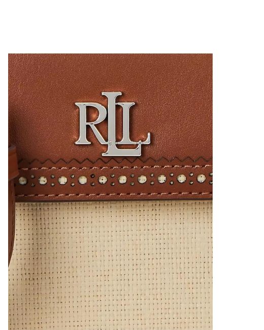Ralph Lauren レザートリム ハンドバッグ Natural