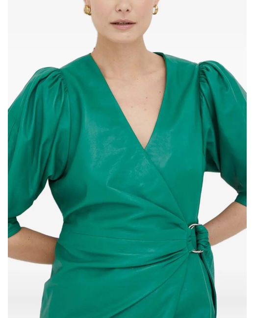 Day Birger et Mikkelsen Green Puff-Sleeves Ring Mini Dress
