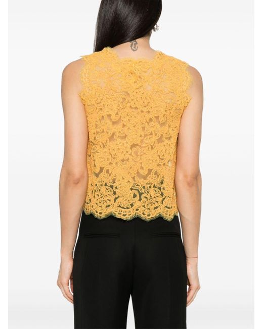 Ermanno Scervino Yellow Corded-lace Blouse