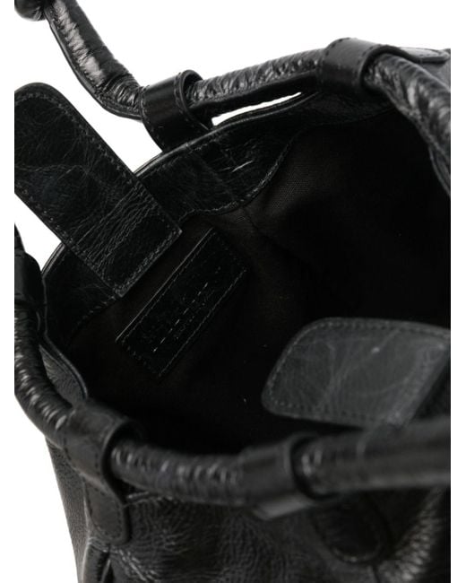 Hereu Black Globul Distressed Leather Tote Bag