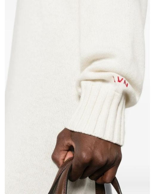 Liviana Conti White V-Neck Knitted Midi Dress