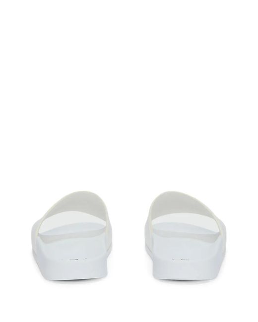 MSGM White Logo-Embossed Slides for men