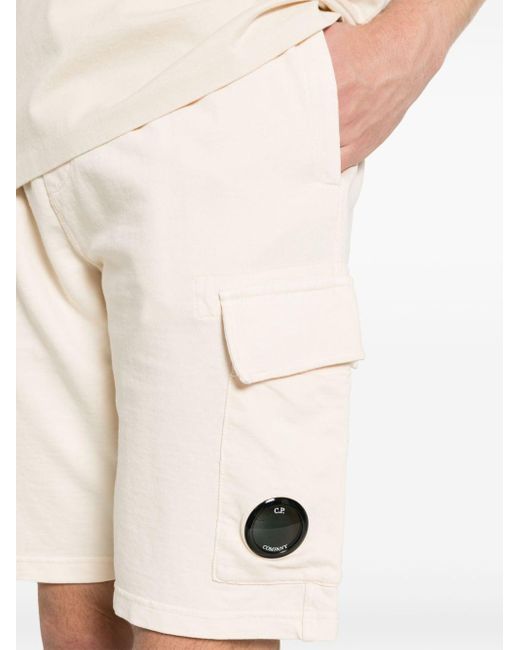 C P Company Natural Lens-detail Cotton Shorts for men