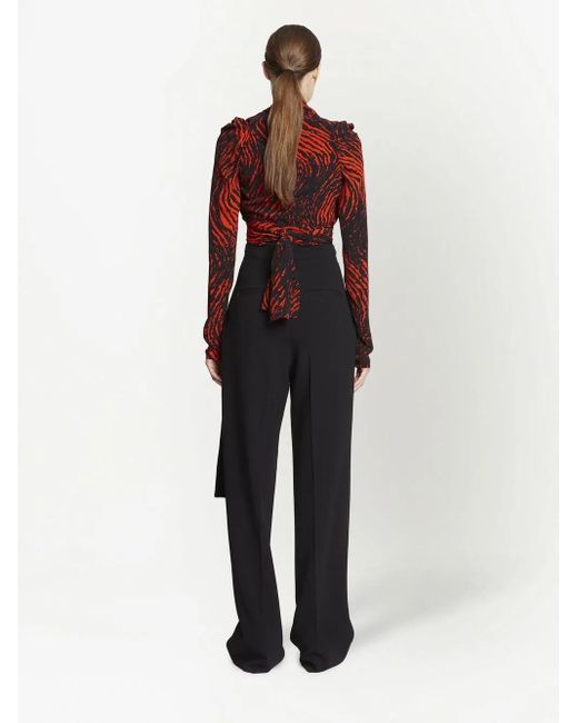 Proenza Schouler Red Abstract-Print V-Neck Top