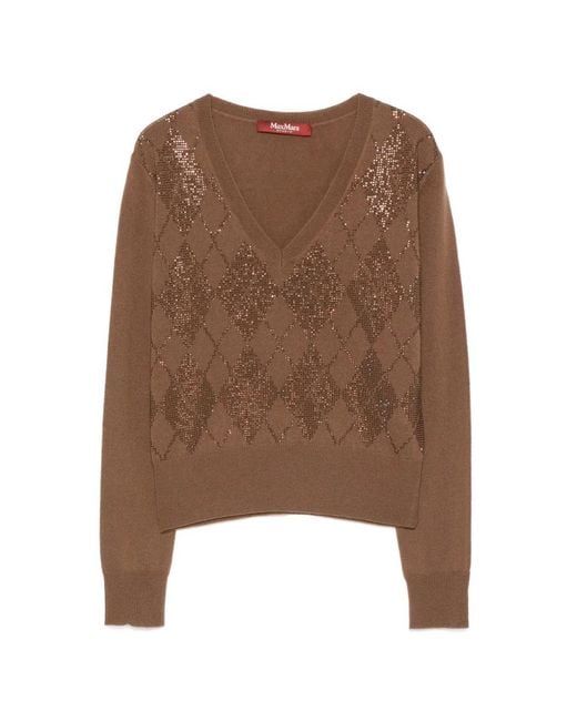Max Mara Brown Pullover Mit Argyle-Muster