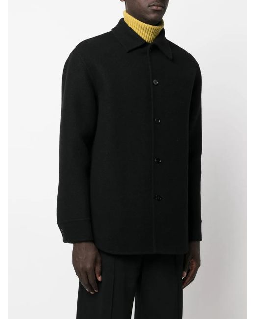 Jil Sander Black Button-Up Wool Shirt Jacket for men