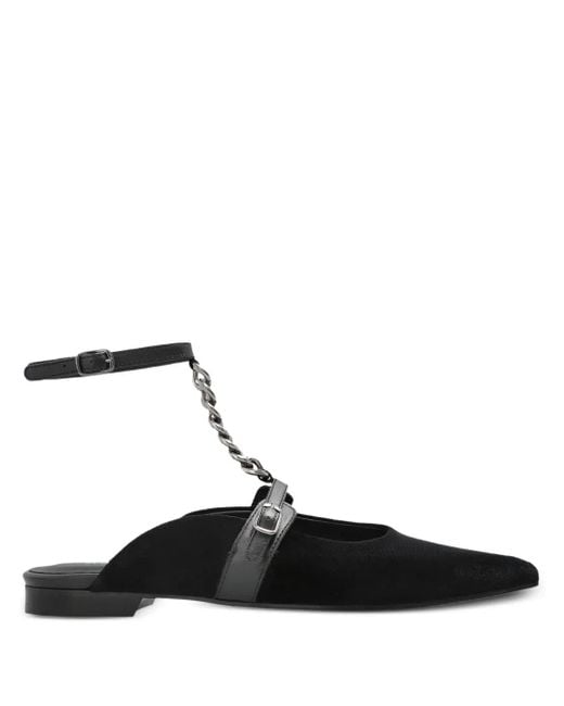 Munthe Black Chain-Embellished Flat Mules