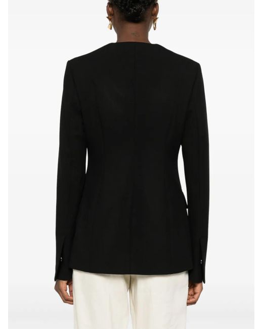 Totême  Black Collarless Cinched Jacket