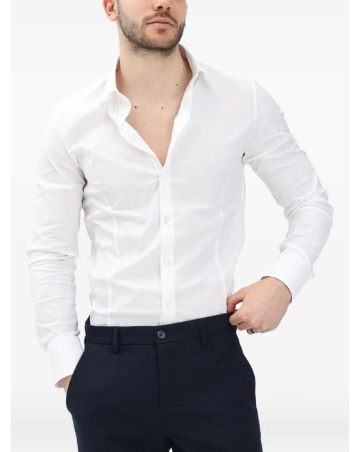 Patrizia Pepe White Long-Sleeve Button-Up Shirt for men