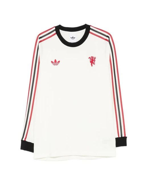 Adidas Pink Manchester United 3-Stripes Graphic-Print T-Shirt for men