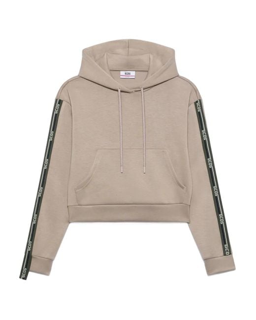 Gcds Natural Sweatshirt Logo Tape Scouba Hoodie