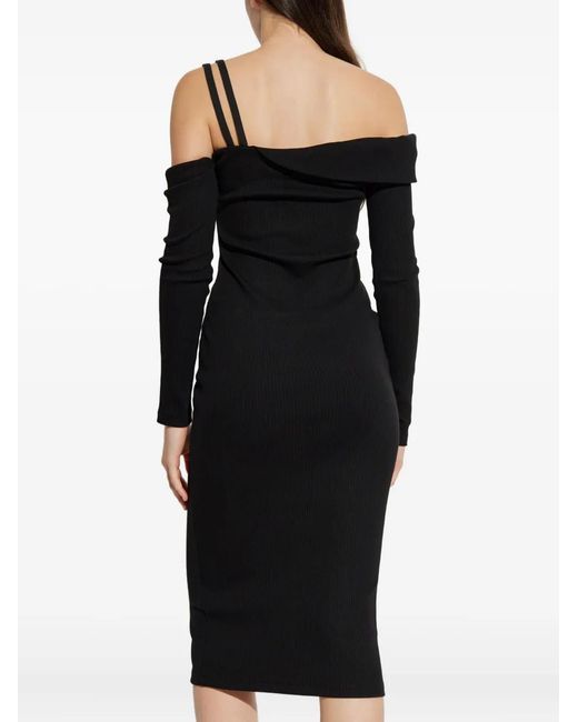 Versace Jeans Couture Black Buckle-Detail Midi Dress