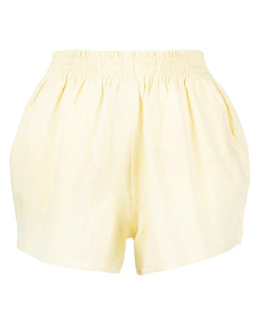 Forte White Elasticated-Waistband Cotton-Linen Blend Shorts