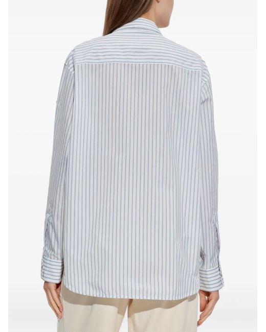 Moncler White Striped Zip-Up Shirt