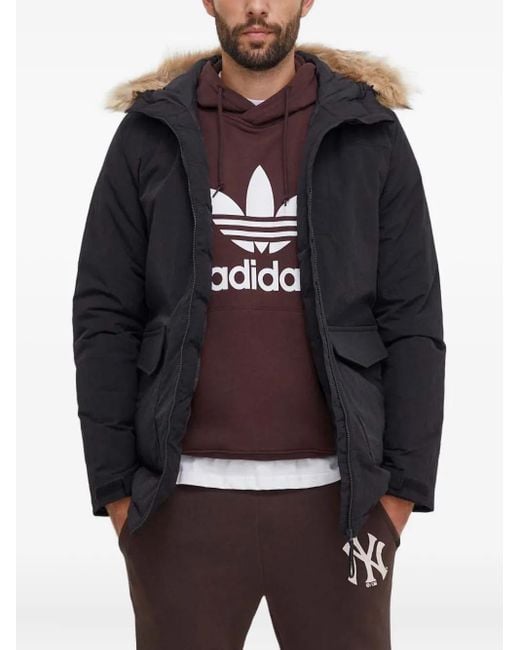 Adidas Gray Faux-Fur Hooded Parka for men