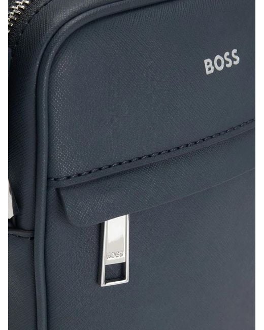 Borsa Con Placca Logo di Boss in Blue da Uomo