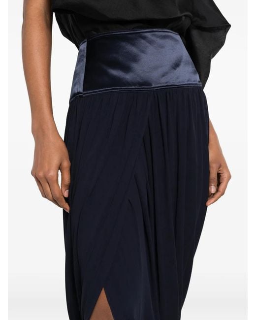 Ferragamo Blue Draped Asymmetric Skirt