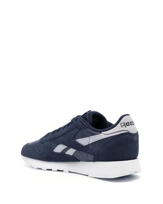 Reebok Blue Logo-Patch Suede Sneakers for men