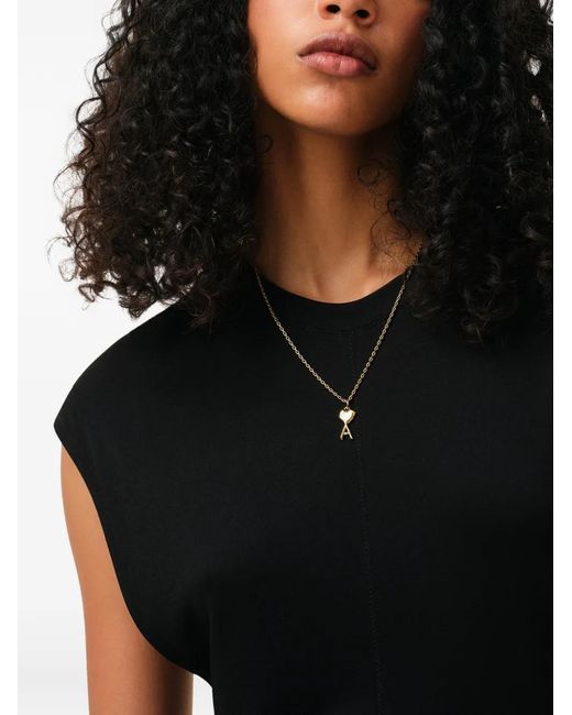 AMI White Ami De Coeur Hammered Necklace
