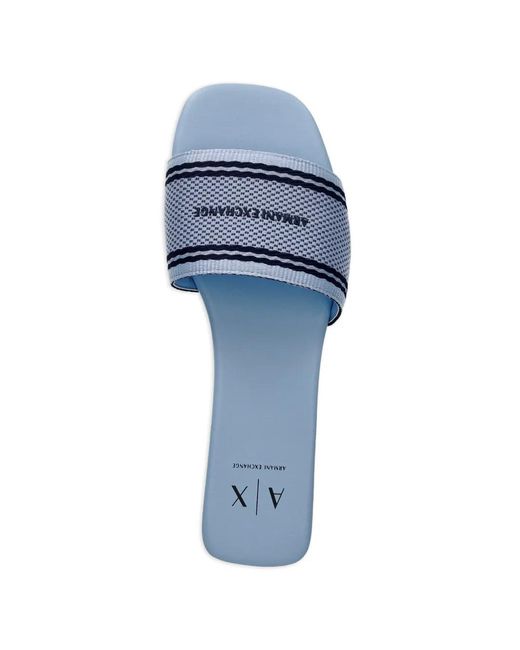 ARMANI EXCHANGE White Logo-Print Slides