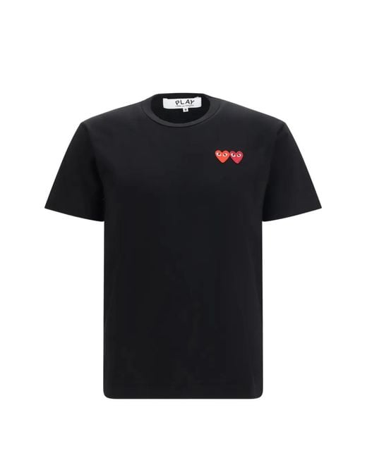 COMME DES GARÇONS PLAY Black Double Heart-Patch T-Shirt for men