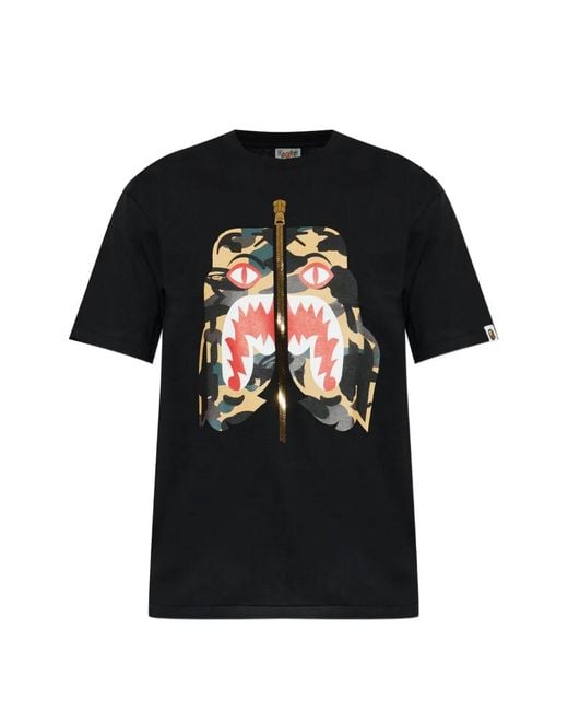 A Bathing Ape Black T-Shirt With Print for men