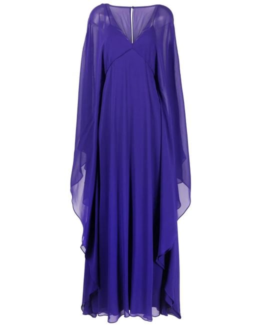 Vestido largo con mangas drapeadas Max Mara de color Purple