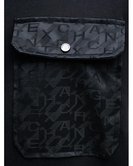 ARMANI EXCHANGE Black Logo-Pattern Pocket Sweater for men