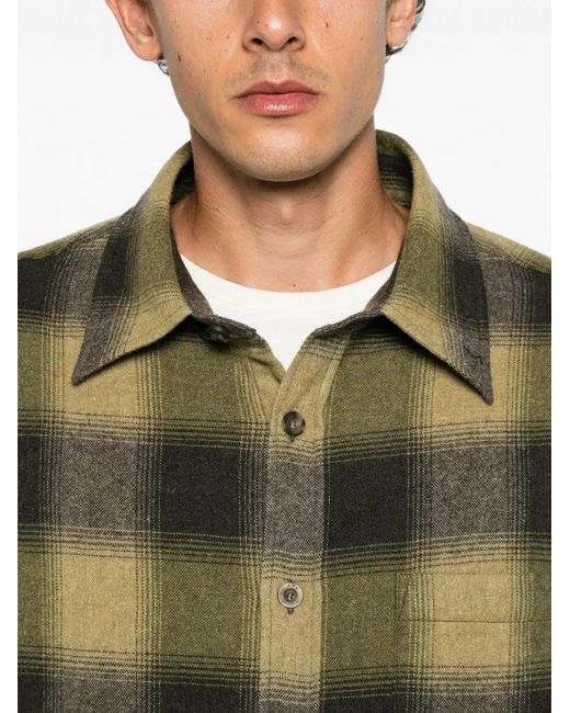 A.P.C. Green Check-Pattern Button-Up Shirt for men