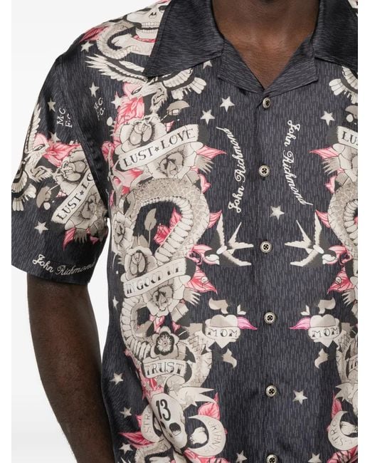 John Richmond Gray Short-Sleeve Shirt for men