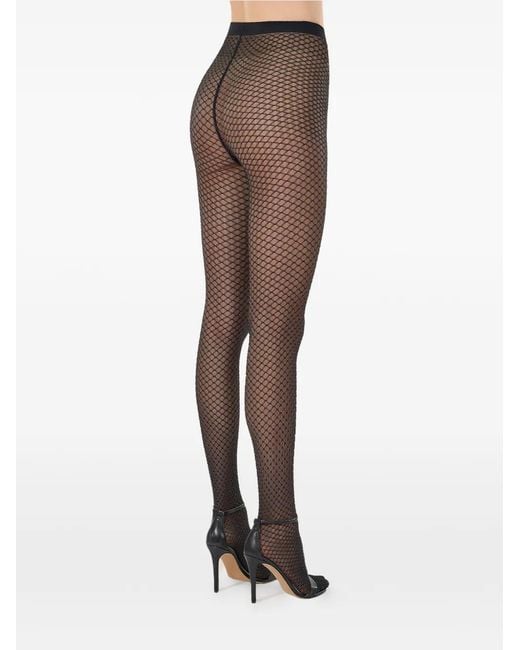 Wolford Gray Shimmer-Effect Net Tights