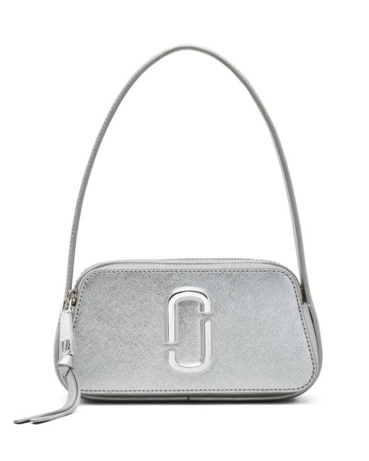 Marc Jacobs Gray Metallic Logo Slingshot Shoulder Bag