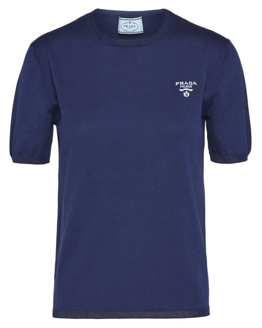 Prada ロゴ トップ Blue