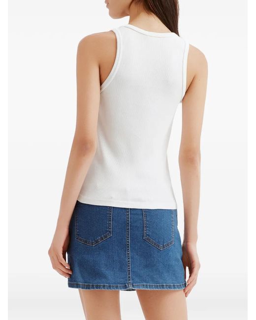 Charles Jeffrey White Logo-Embroidered Ribbed Tank Top
