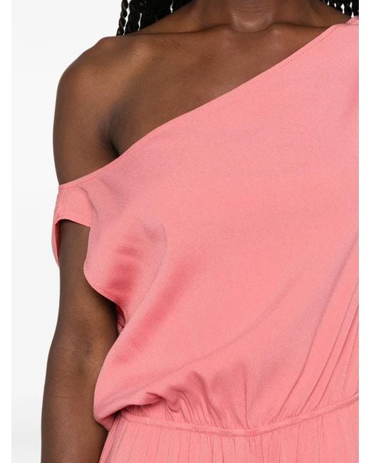Carla G Pink One-Shoulder Wide-Leg Jumpsuit